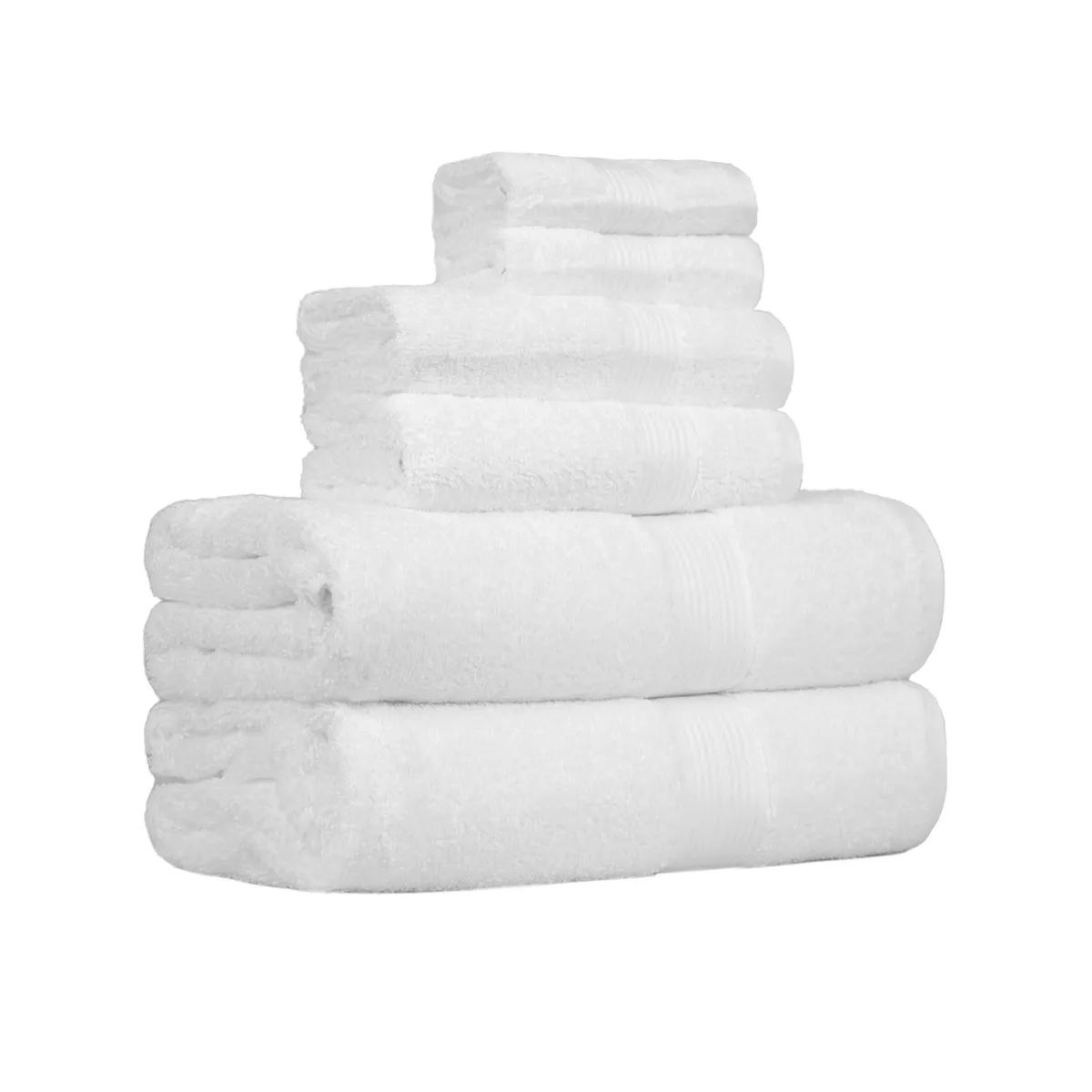 6-Piece Cotton Towel Set White 54x30 26x16 12x12 — product photo