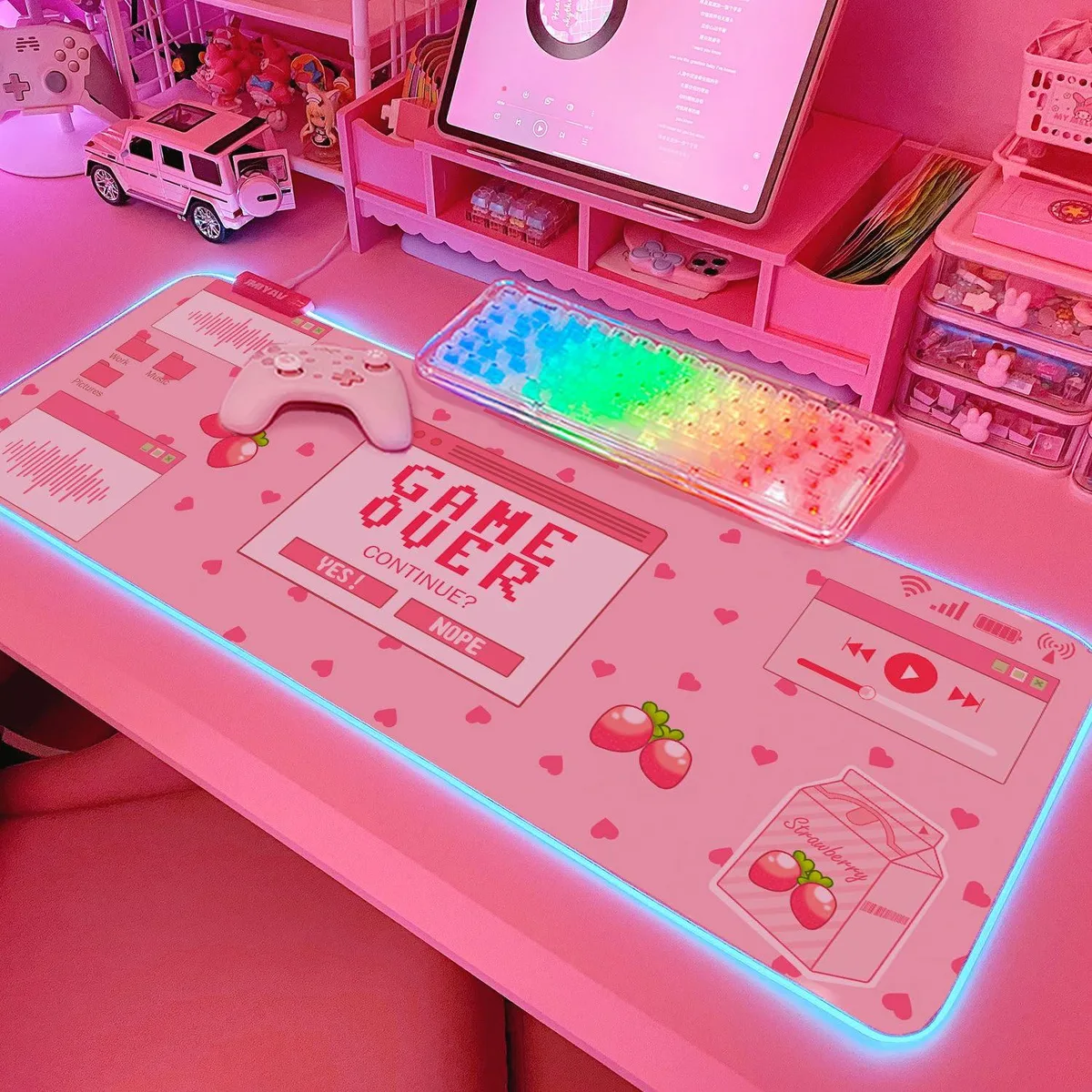 JMIYAV Pink RGB Gaming Mouse Pad 31.5x12 Inch — product photo