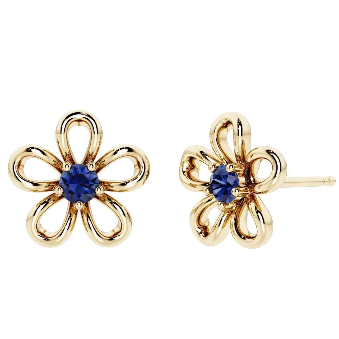 Oravo Oravo .925 Sterling Silver Blue Sapphire Flower Stud Earrings 0.5ct 2.8g — product photo