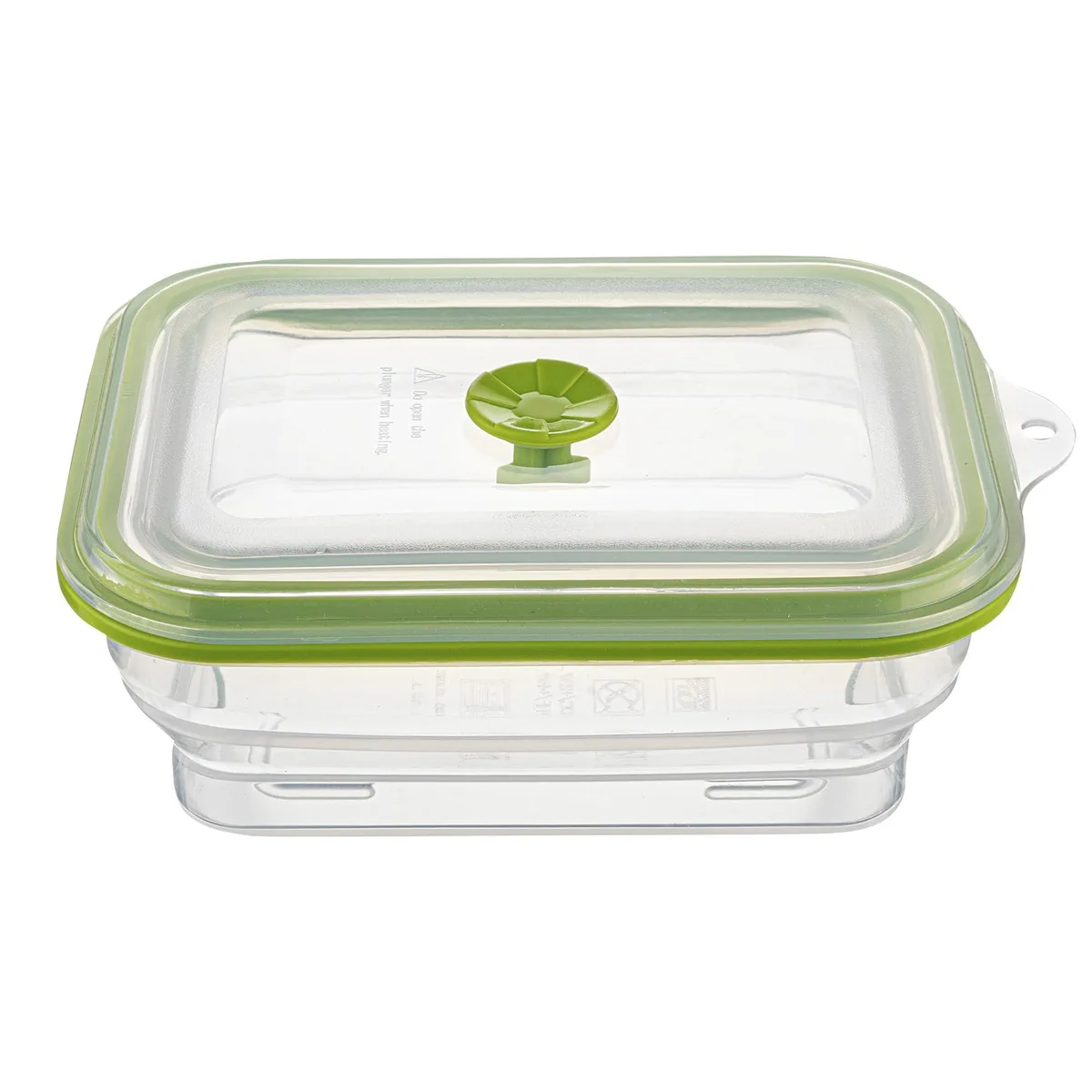 Red collapsible rectangular food container with vented lid, 32.3 oz capacity