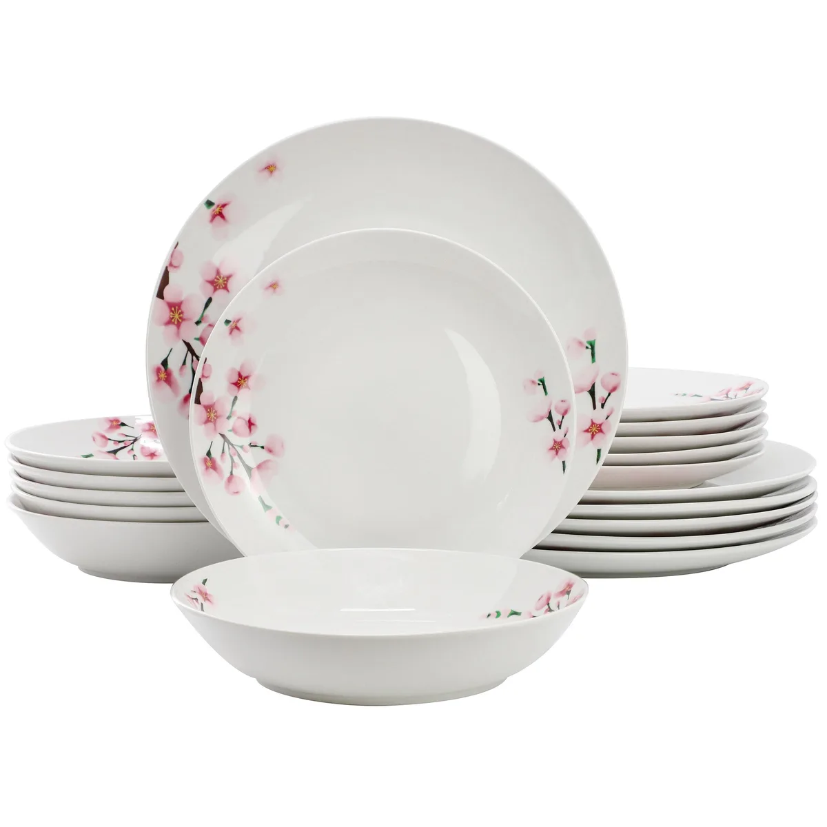 Elama Elama Tamara 18 Piece Cherry Blossom Porcelain Dinnerware Set — product photo