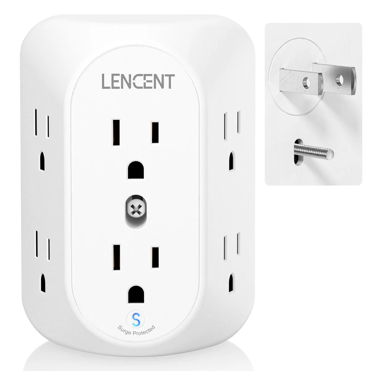 LENCENT LENCENT 2 Prong Surge Protector 6 Outlet 1728J — product photo