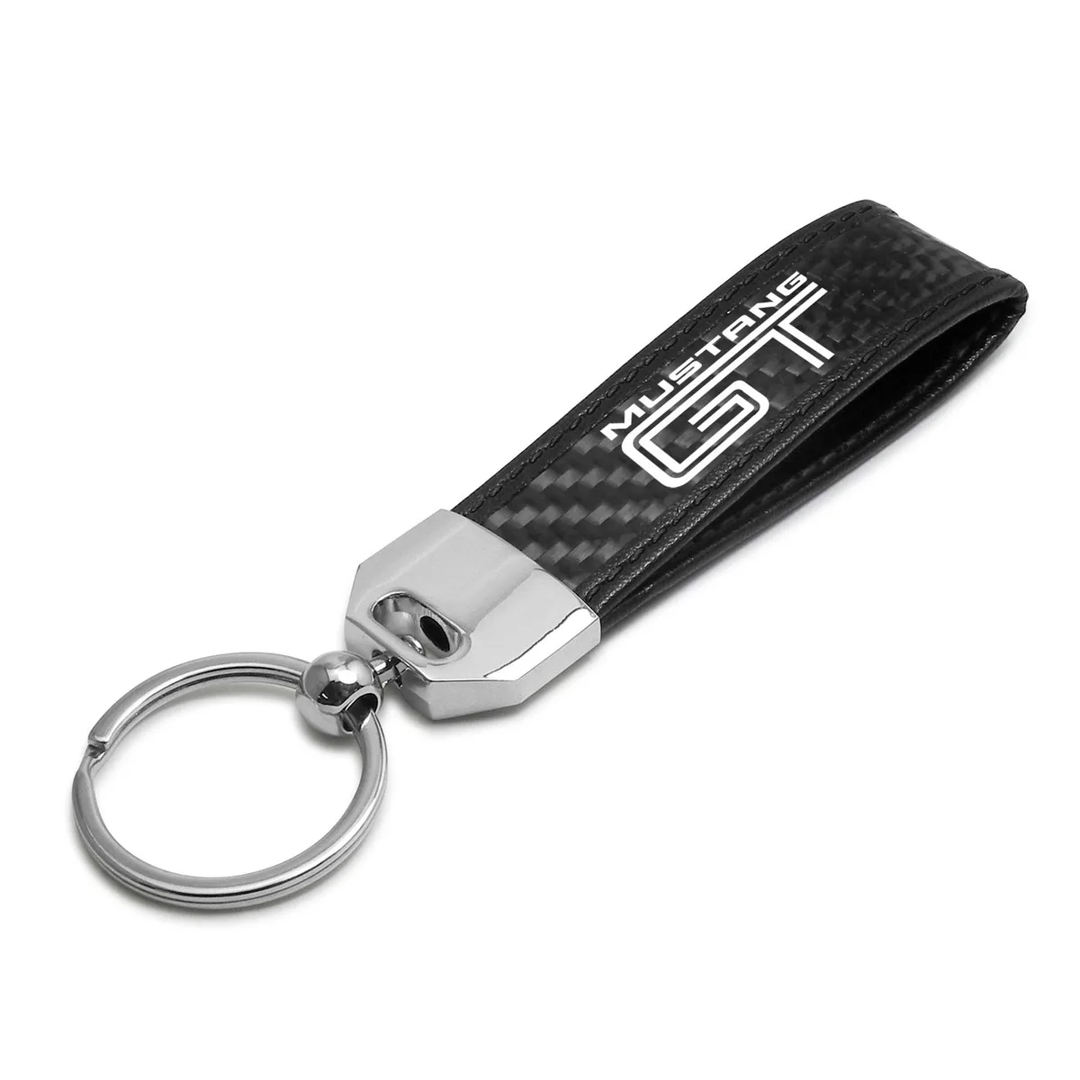 iPick Image, LLC iPick Image, LLC Ford Mustang GT Carbon Fiber Leather Key Chain Black Stitching Car Electronics Accessory — product photo