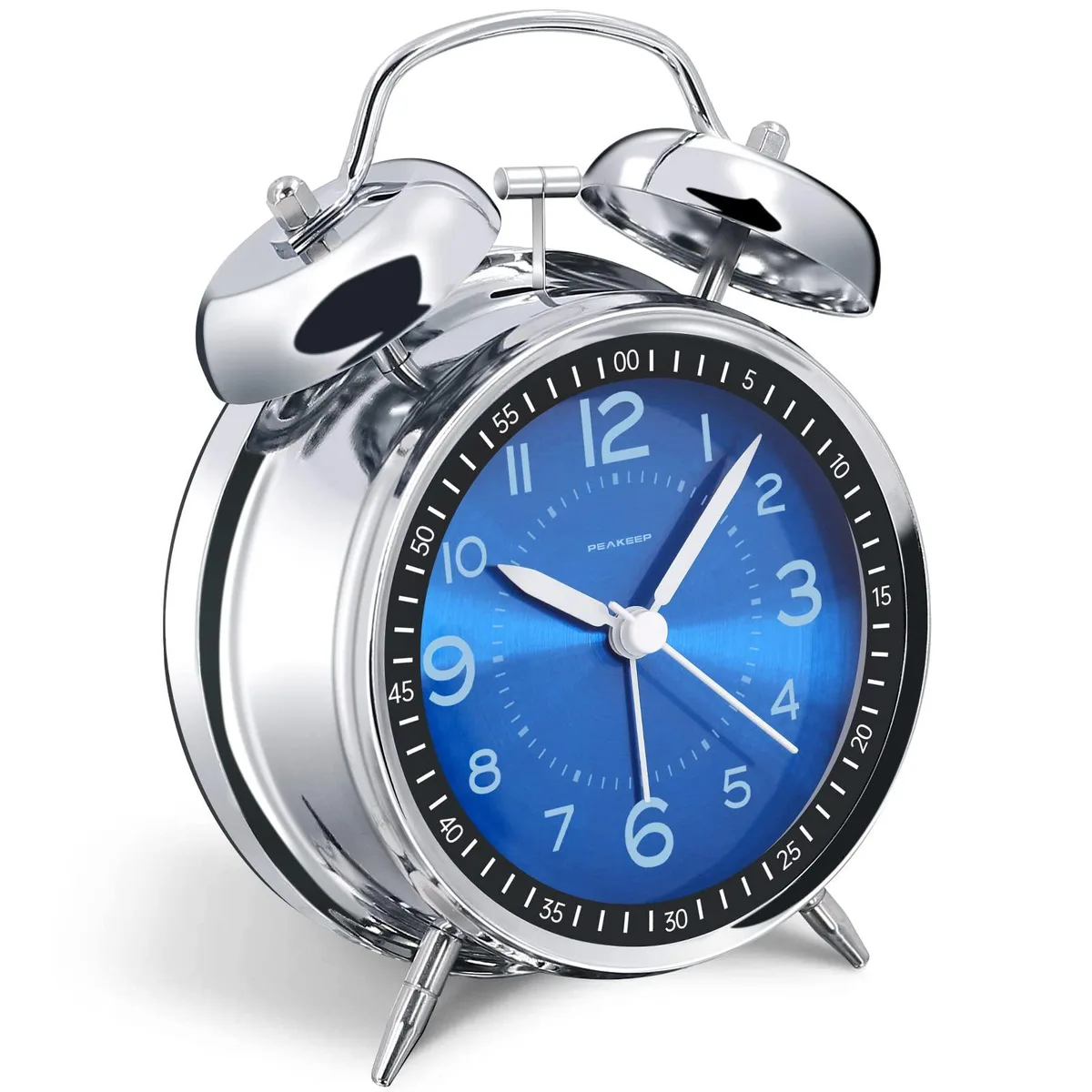 PEAKEEP Twin Bell Alarm Clock Metal 4.5 Inches — product photo