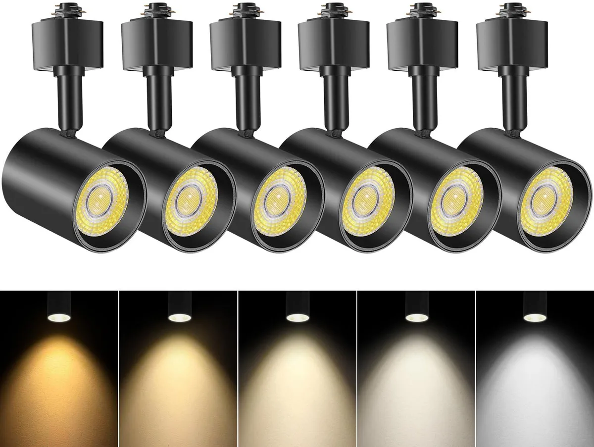  VANoopee 5-Color LED Track Lighting Heads H Type 6 Pack 10W 800lm 24° Matte Black — product photo