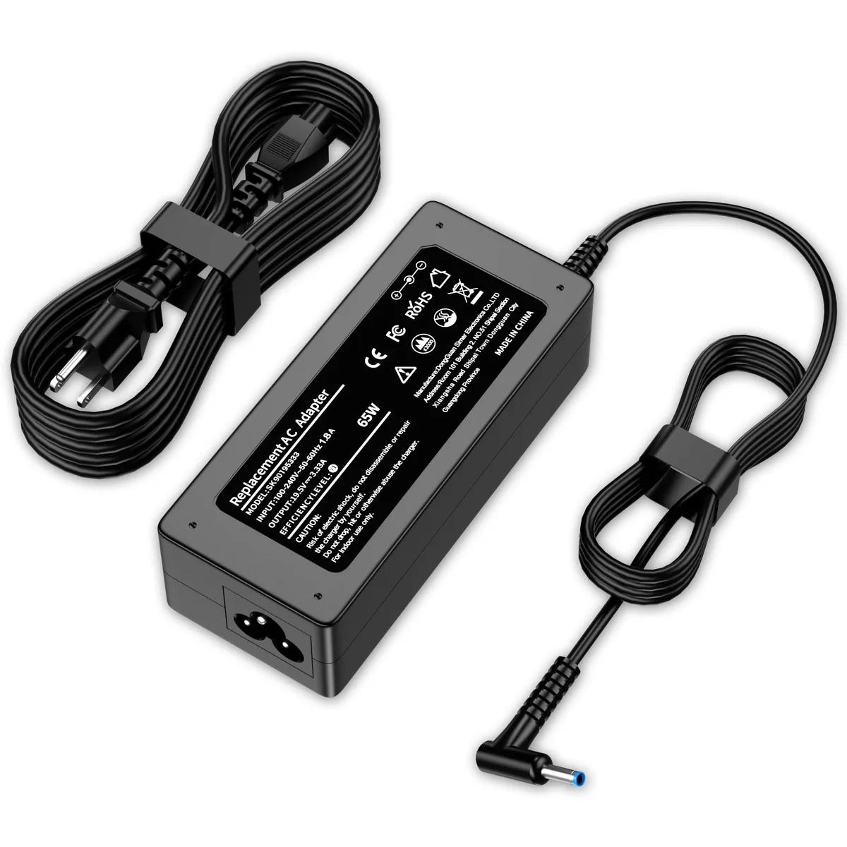  QIOUZW SK90195333 65W HP laptop charger 4.5mm blue tip — product photo