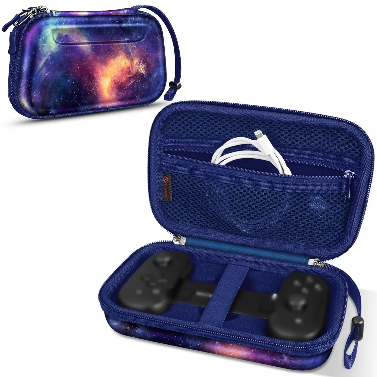 Grey hard-shell EVA case with hand strap and double zipper