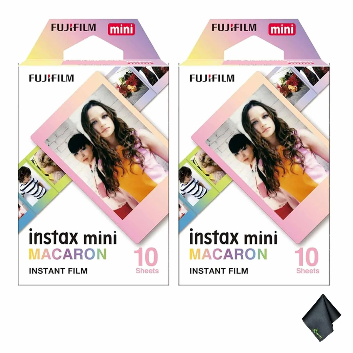 FUJIFILM FUJIFILM INSTAX MINI Macaron Instant Film 2x 10 Exposures Bundle with Cloth — product photo