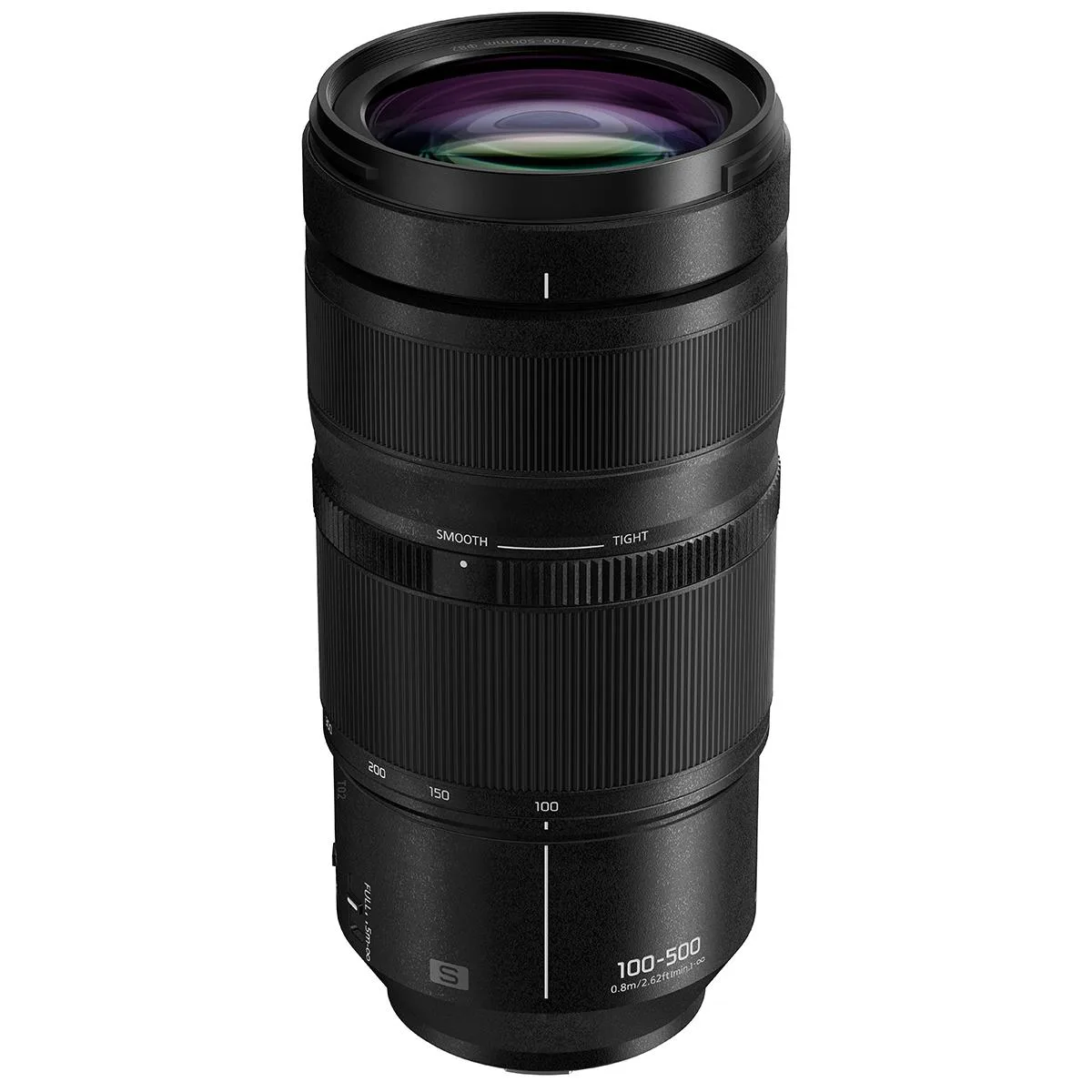 Panasonic Panasonic LUMIX S 100-500mm f/5-7.1 O.I.S. camera lens, black — product photo