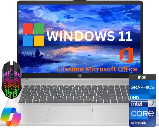 HP HP 17 laptop Core i7-1355U 64GB 512GB 17.3" FHD Home LED Mouse — product photo