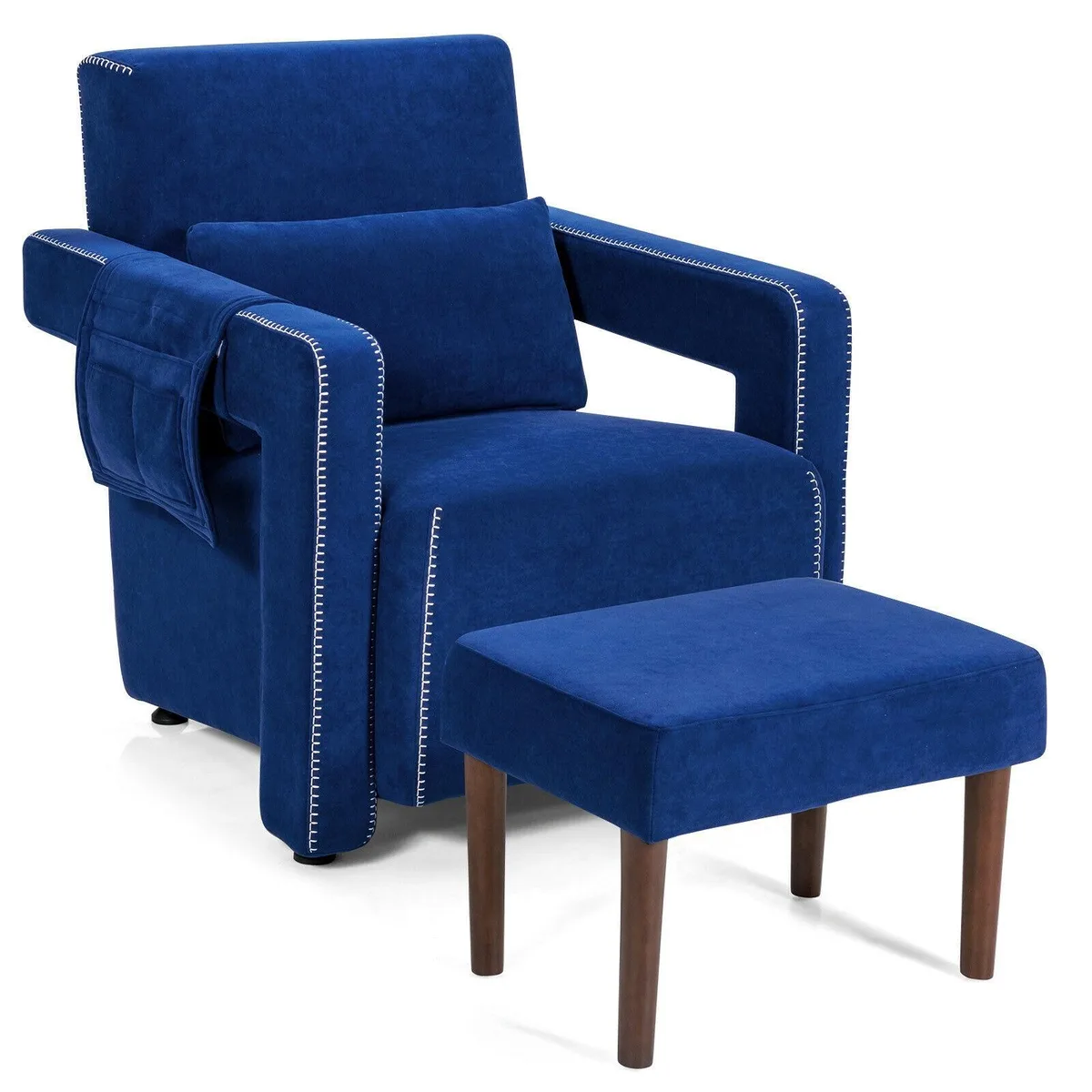 SlickBlue SlickBlue Berber Fleece Accent Chair with Ottoman and Waist Pillow Blue — product photo