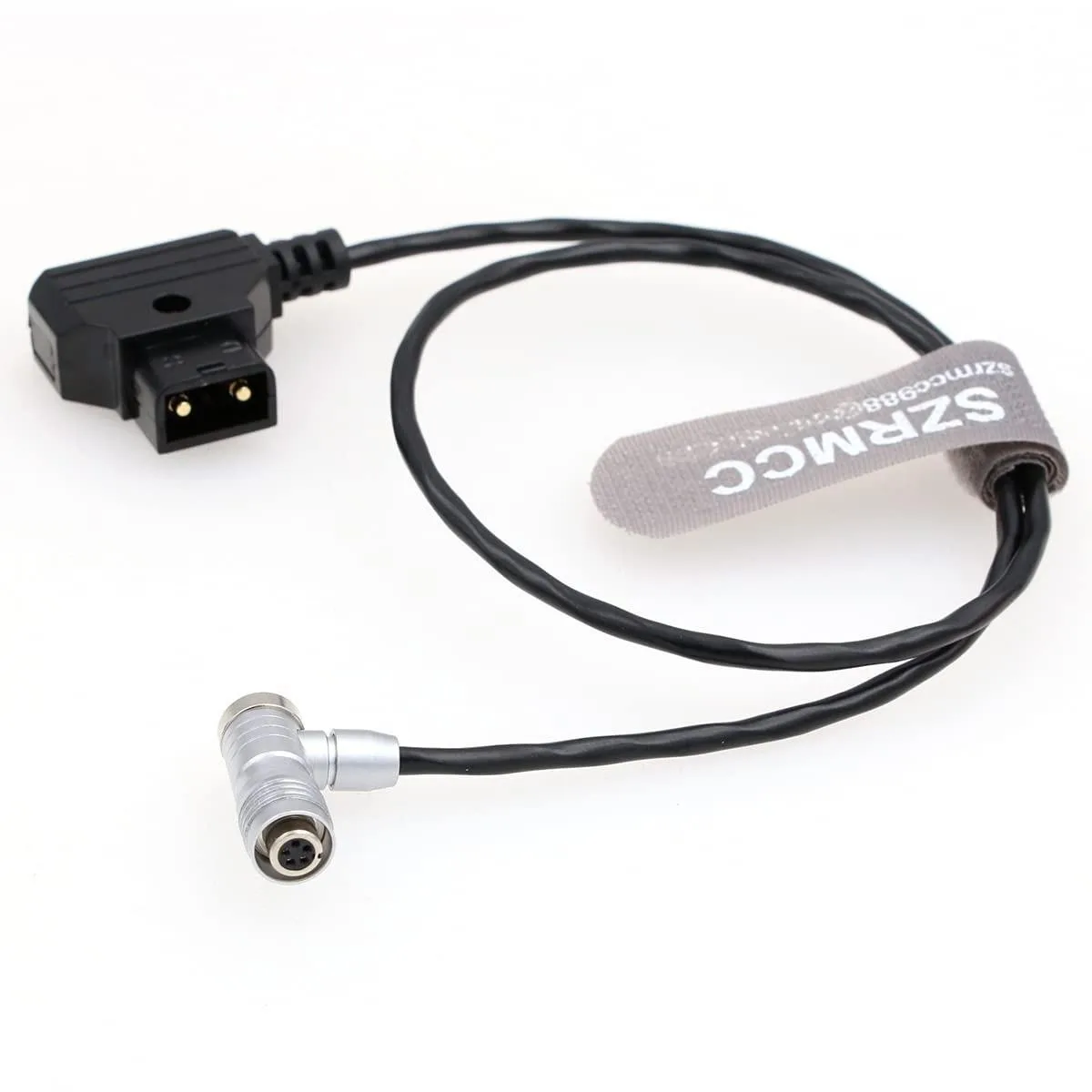 Right-angle 5-pin aviation cable with D-tap connector, 50cm length