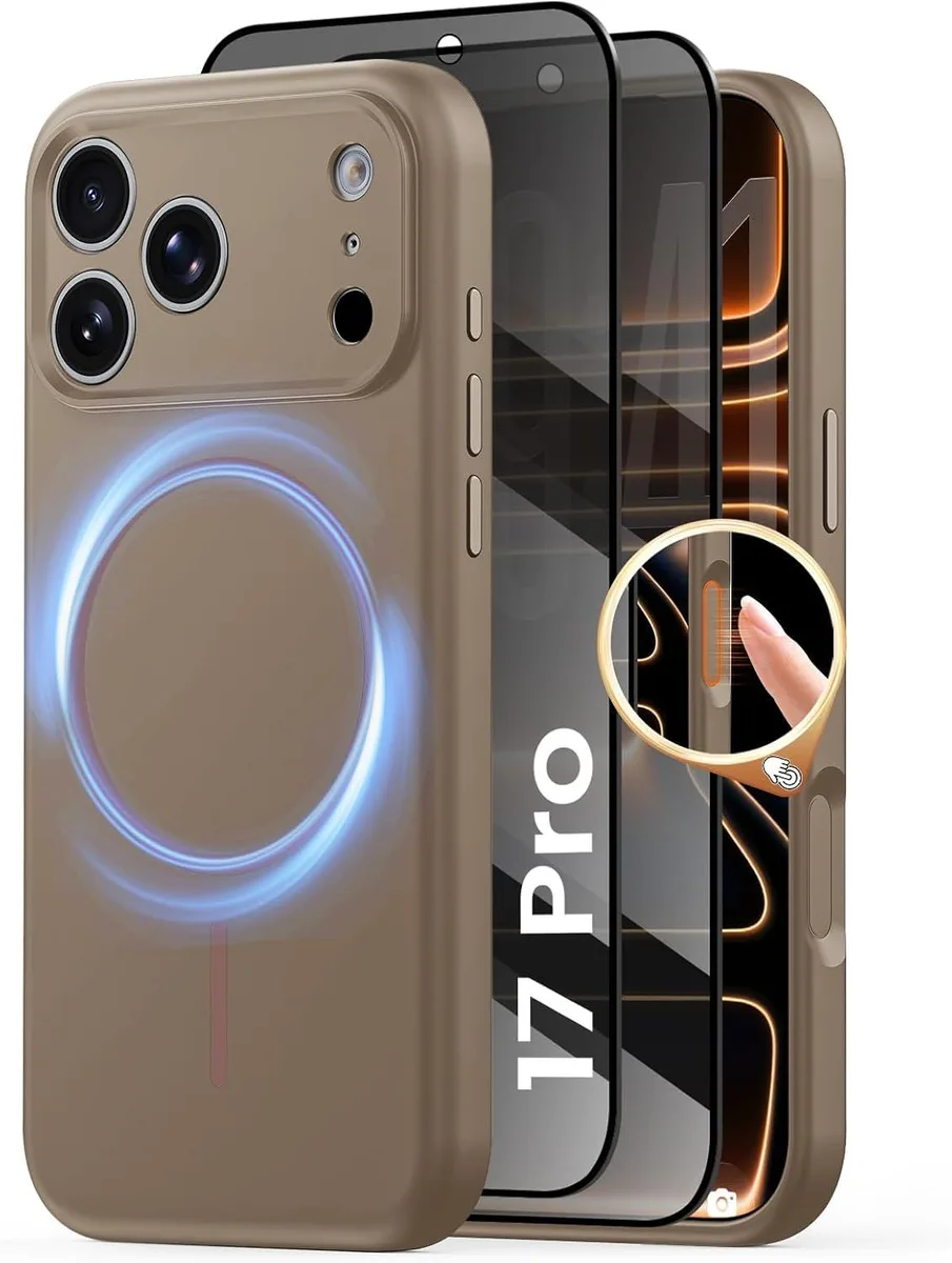 Transcend Transcend Magnetic iPhone 17 Pro Case Silicone Privacy Screen MagSafe Brown — product photo