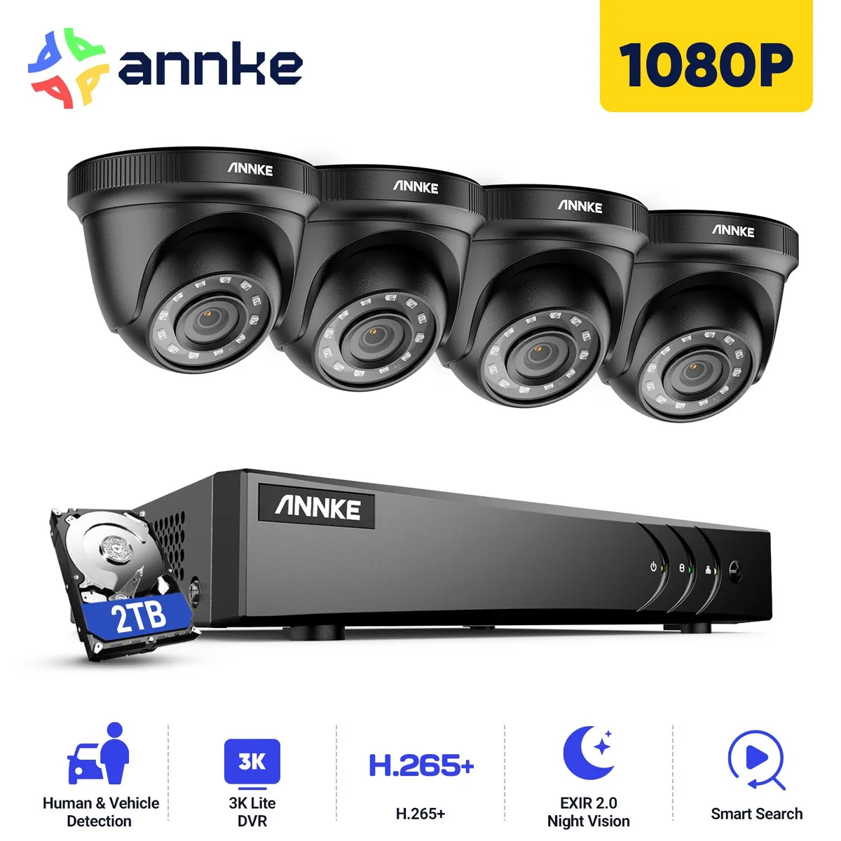 Annke Annke H.265+ 8CH Surveillance Security System 2TB HDD 4 Cameras — product photo