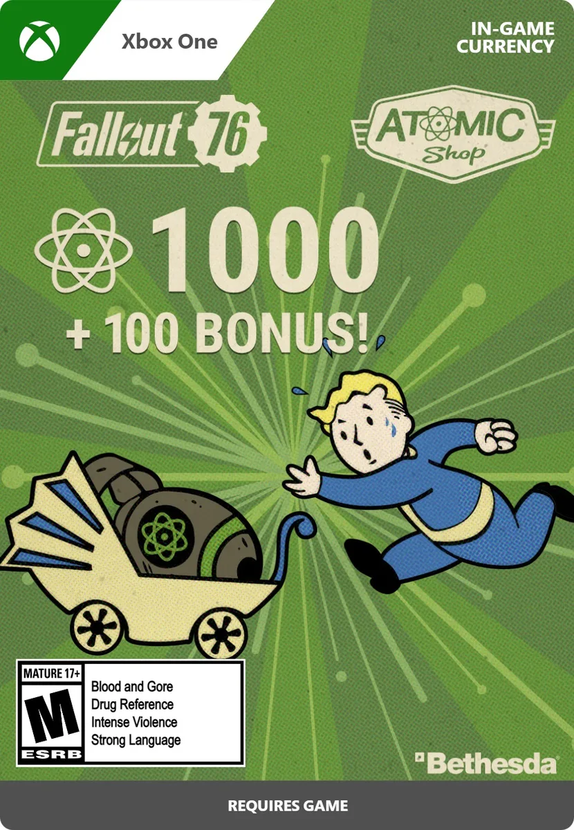 Bethesda Softworks Bethesda Softworks 7LM-00060 Fallout 76 1000 (+100 Bonus) Atoms Xbox One downloadable game — product photo