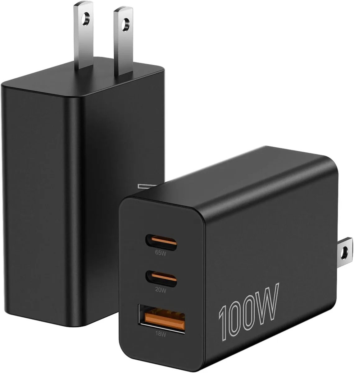 ONITOON ONITOON 2-Pack 100W 3-Port USB-C Wall Charger Black — product photo