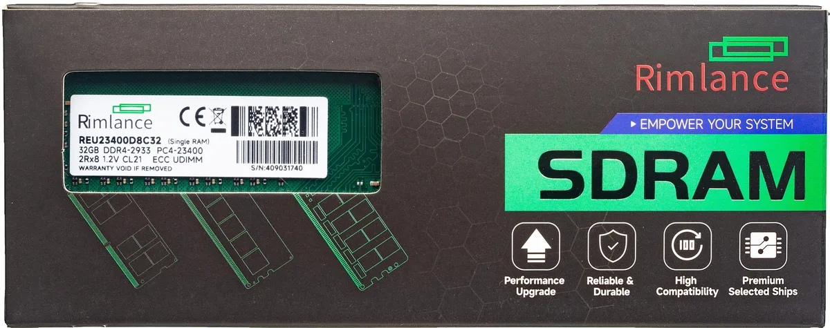 RIMLANCE RIMLANCE REU23400D8C32-1 32GB DDR4 2933MHz ECC UDIMM 2Rx8 — product photo