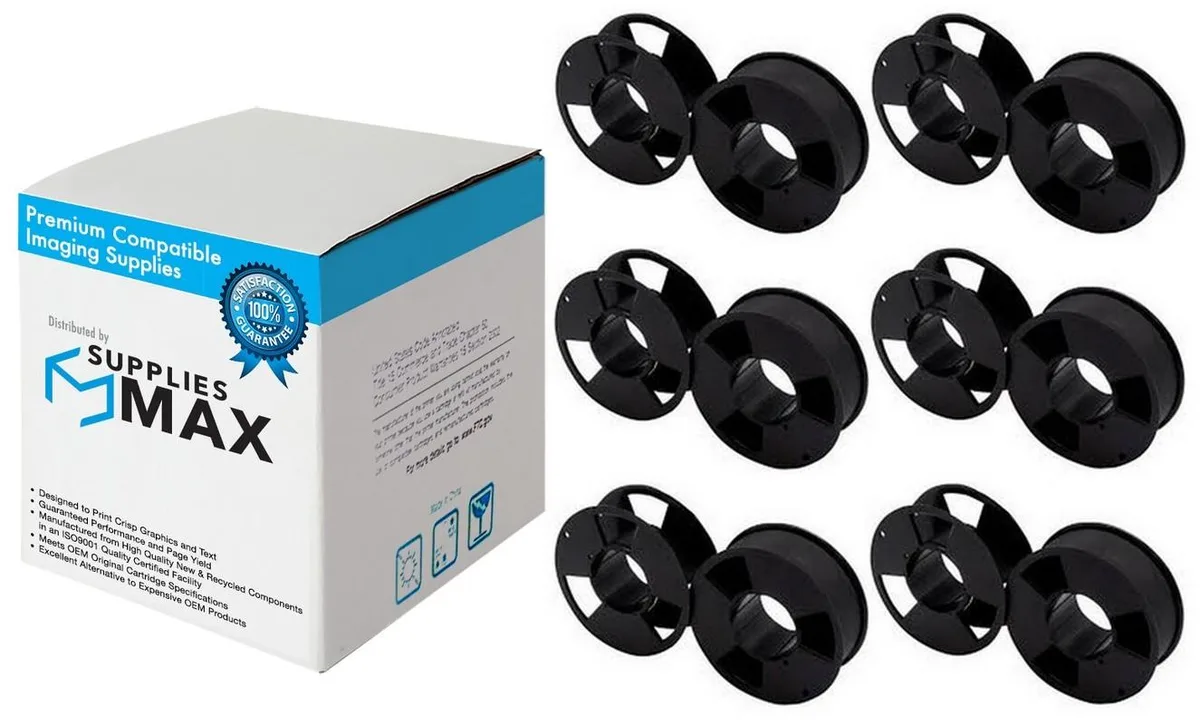 SuppliesMax SuppliesMax DPR65480G3 Black Printer Ribbon 6 Pack — product photo