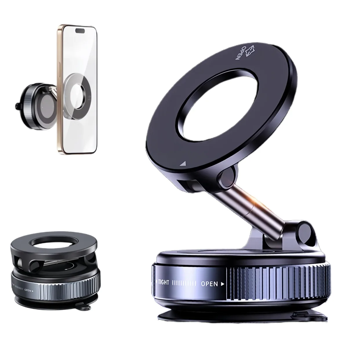 Venotxvi Magnetic Suction Phone Mount Black 360° 210° — product photo