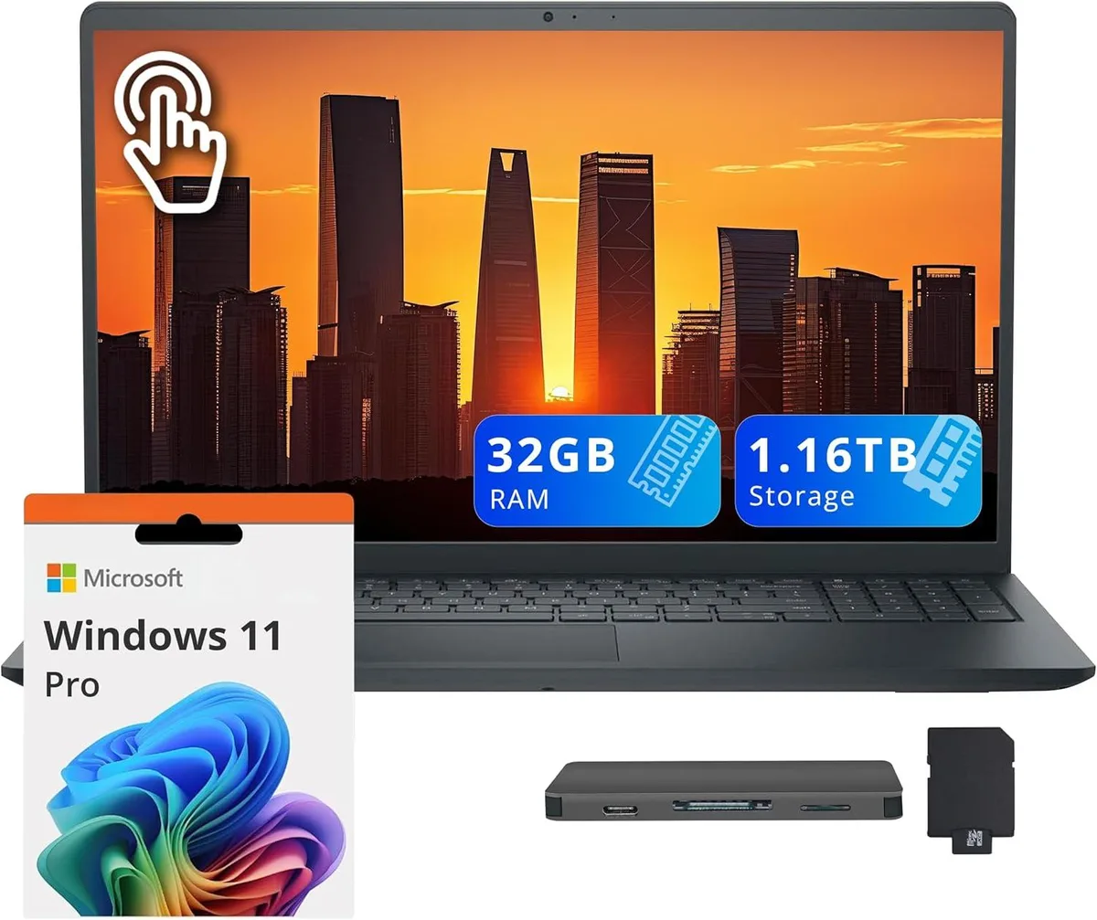 DELL DELL Inspiron 15.6" FHD Touchscreen i5-1334U 32GB 1.16TB Full Size Keyboard Webcam Win 11 Pro business laptop — product photo