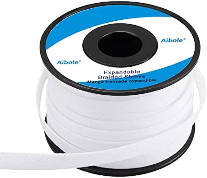 usbroway usbroway PET Braided Sleeving 100Ft 1/4 Inch White — product photo