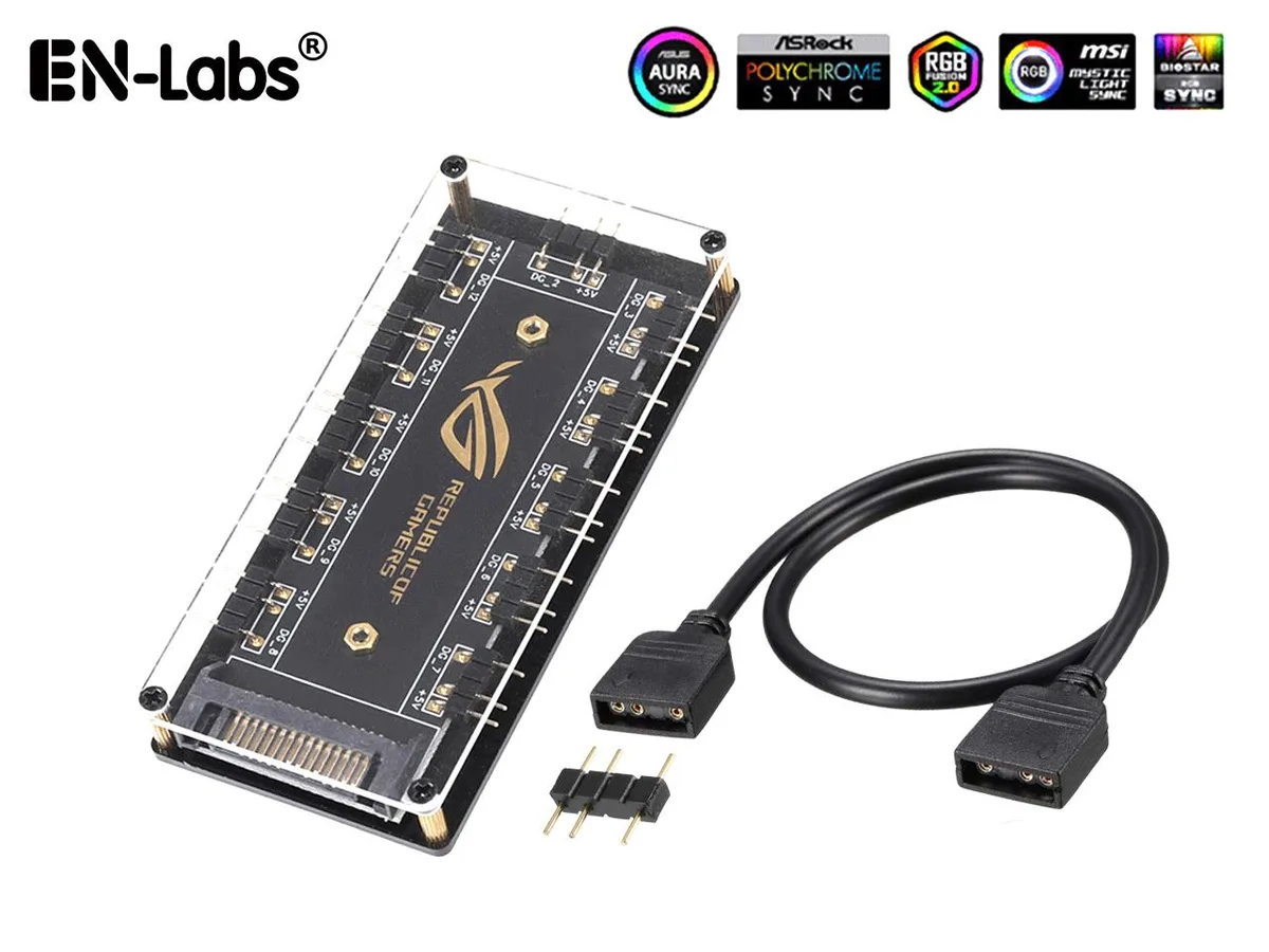 EN-Labs EN-Labs AURA SYNC 5V 3-pin RGB 10 Hub Splitter motherboard accessory — product photo