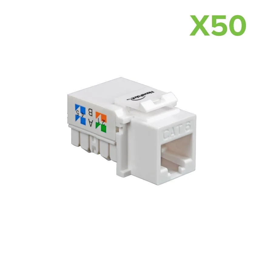 NavePoint NavePoint CAT6 Keystone Jack Right Angle White 50-pack — product photo