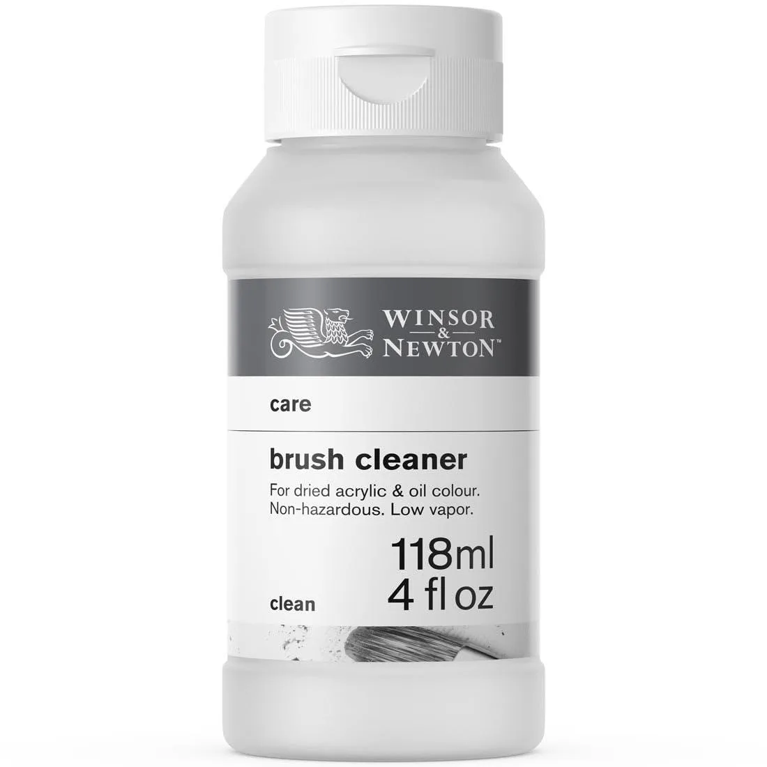 White 4.0-oz plastic bottle of liquid brush cleaner