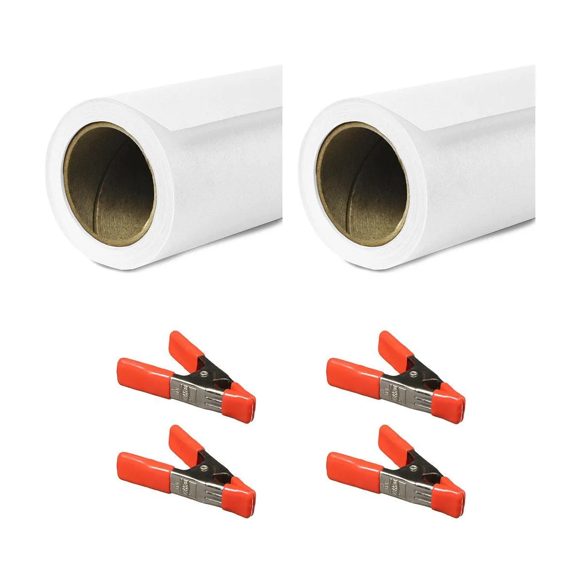 SAVAGE SAVAGE 86"×18' Widetone Seamless Paper Super White 2-Pack with 4 Orange Clamps — product photo