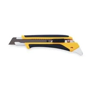 Yellow and black snap-off utility knife with cushion grip handle