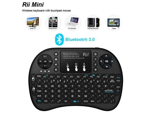shenzhen tianxunda technology Co.,Ltd shenzhen tianxunda technology Co.,Ltd Rii i8+ BT Mini Wireless Bluetooth Backlight Touchpad Keyboard 92 keys — product photo