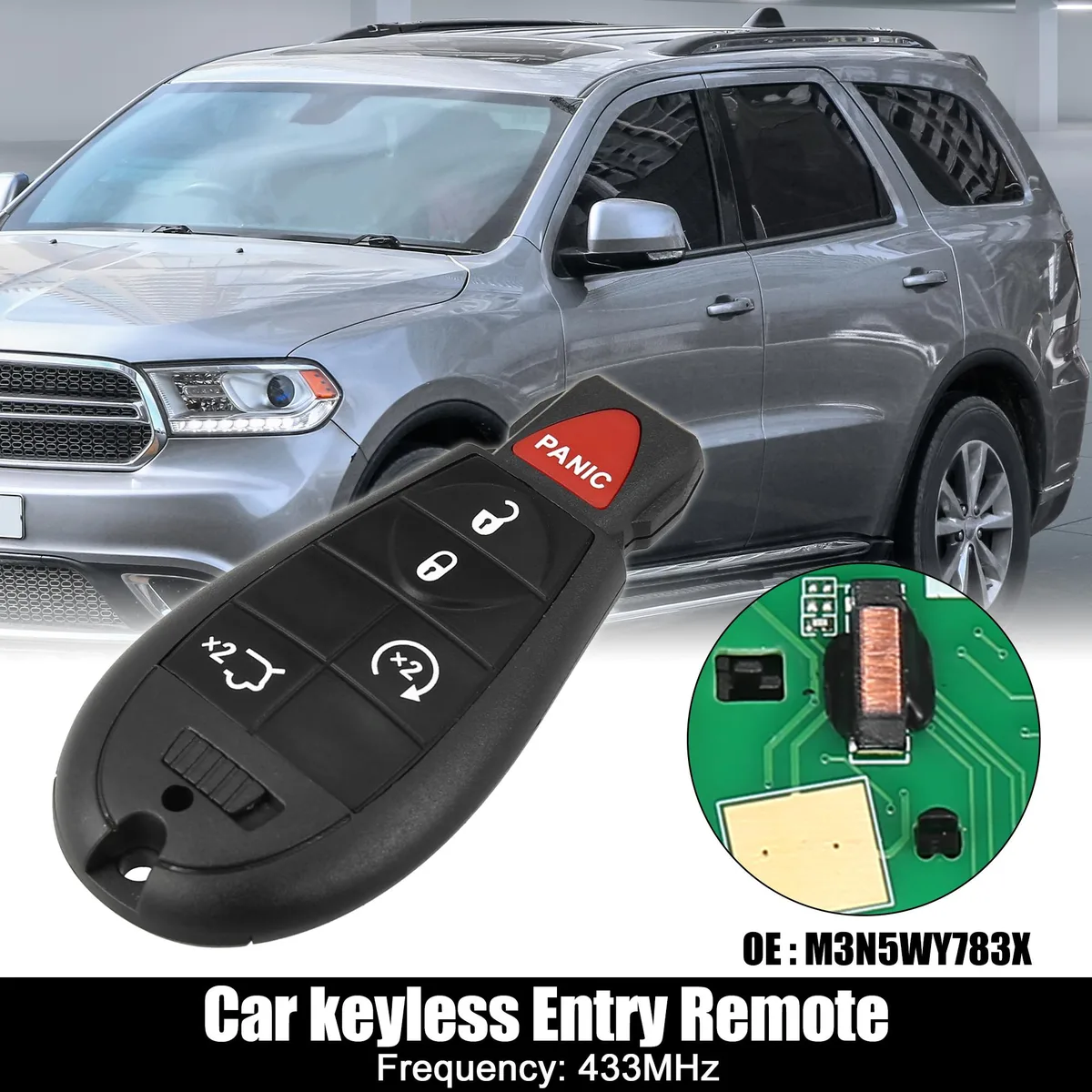 Unique-Bargains Unique-Bargains Replacement Key Fob M3N5WY783X 433MHz 5 Button with Door Key — product photo