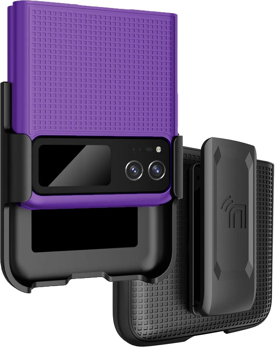 Nakedcellphone Nakedcellphone Grid Case + Belt Clip Holster Purple for Motorola RAZR 40 2023 13-Position — product photo