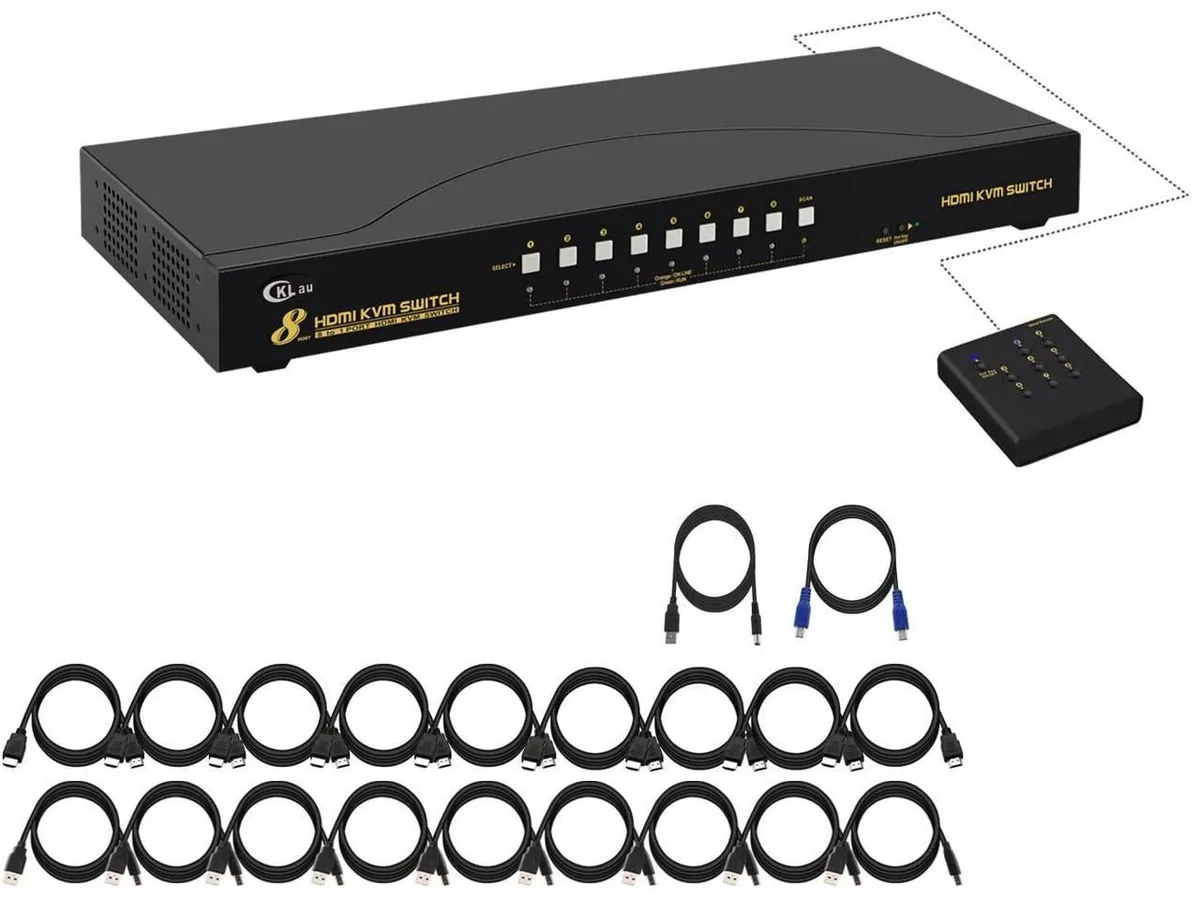BUCIER BUCIER 16 Port HDMI KVM Switch 4Kx2K @30Hz with Cables — product photo