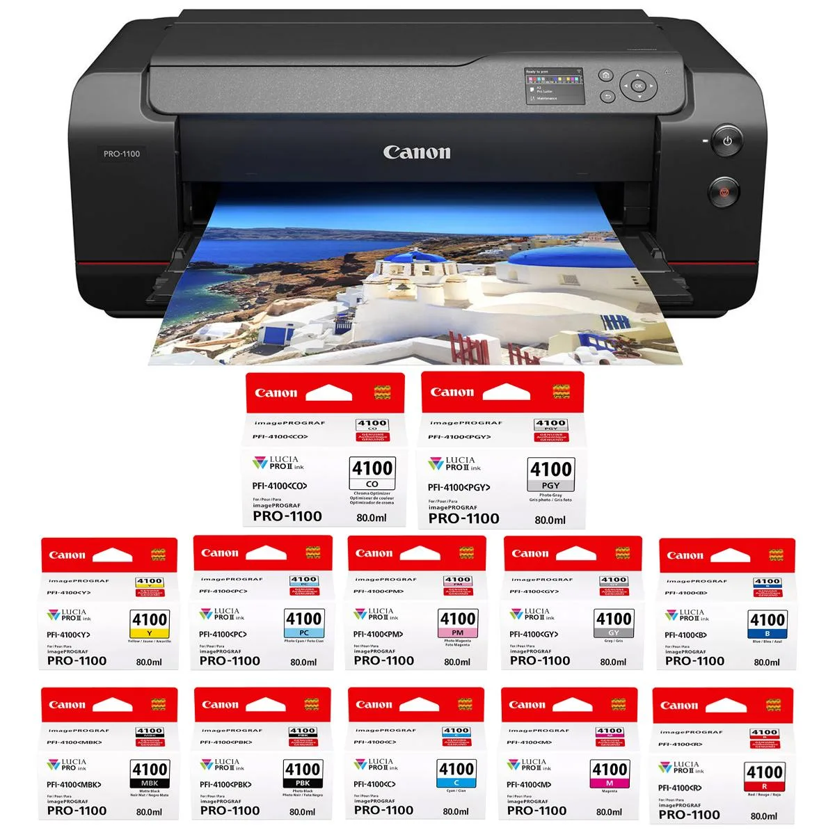 Canon Canon imagePROGRAF PRO-1100 17" 12-color inkjet printer bundle — product photo