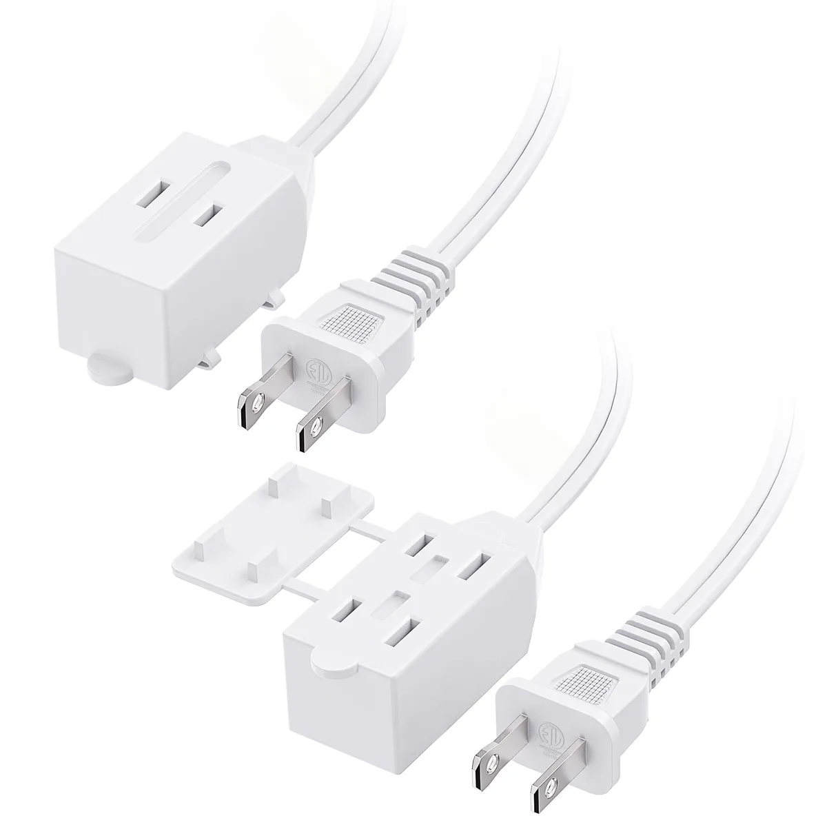  Cable Matters 400002-6x2-AWHT 2-Pack 16 AWG 2 Prong 6 ft 3-Outlet White — product photo