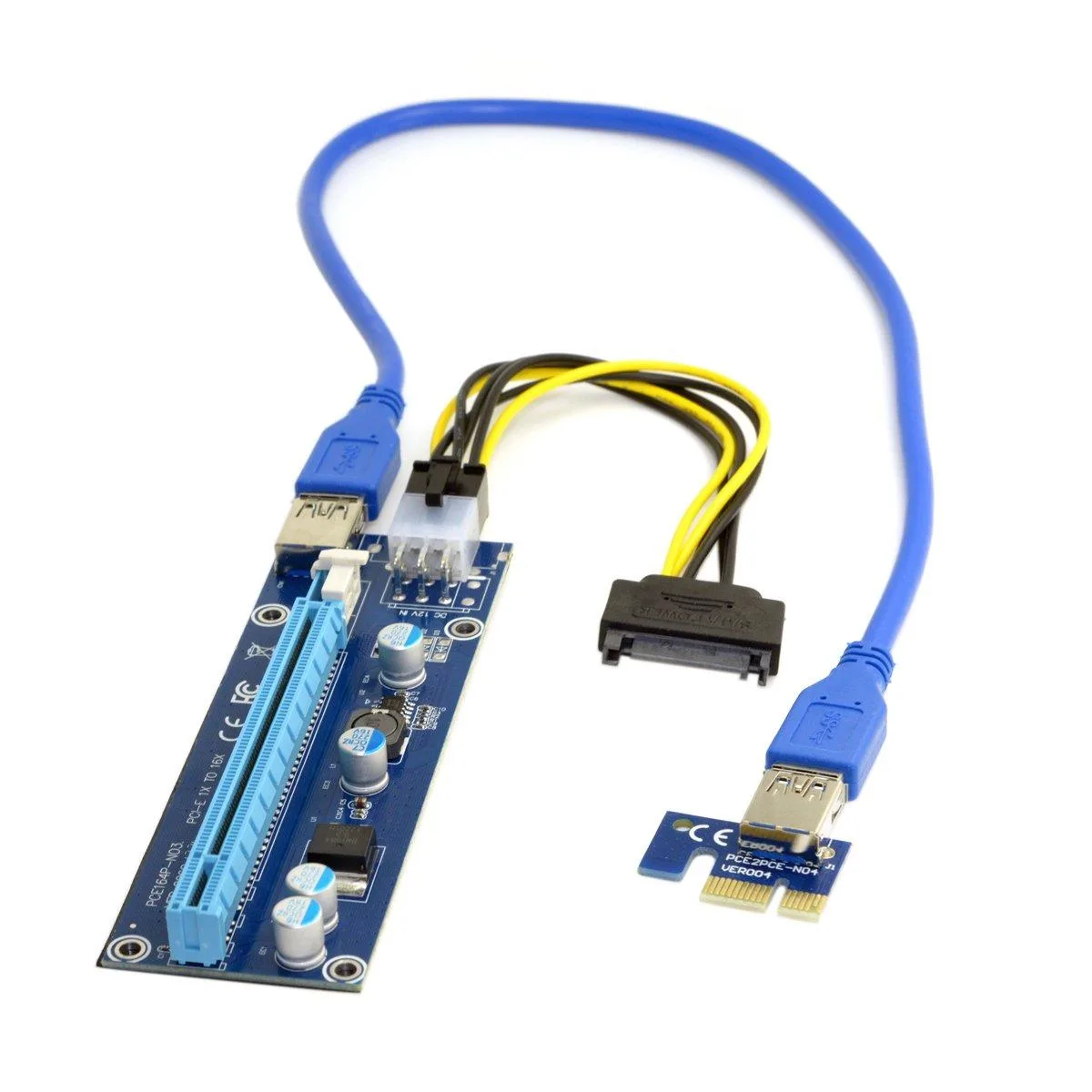 LORDWORLD LORDWORLD PCI-E 1x to 16x Enhanced Extender Riser Adapter USB 3.0 60cm SATA 15pin to 6pin Power Cable — product photo
