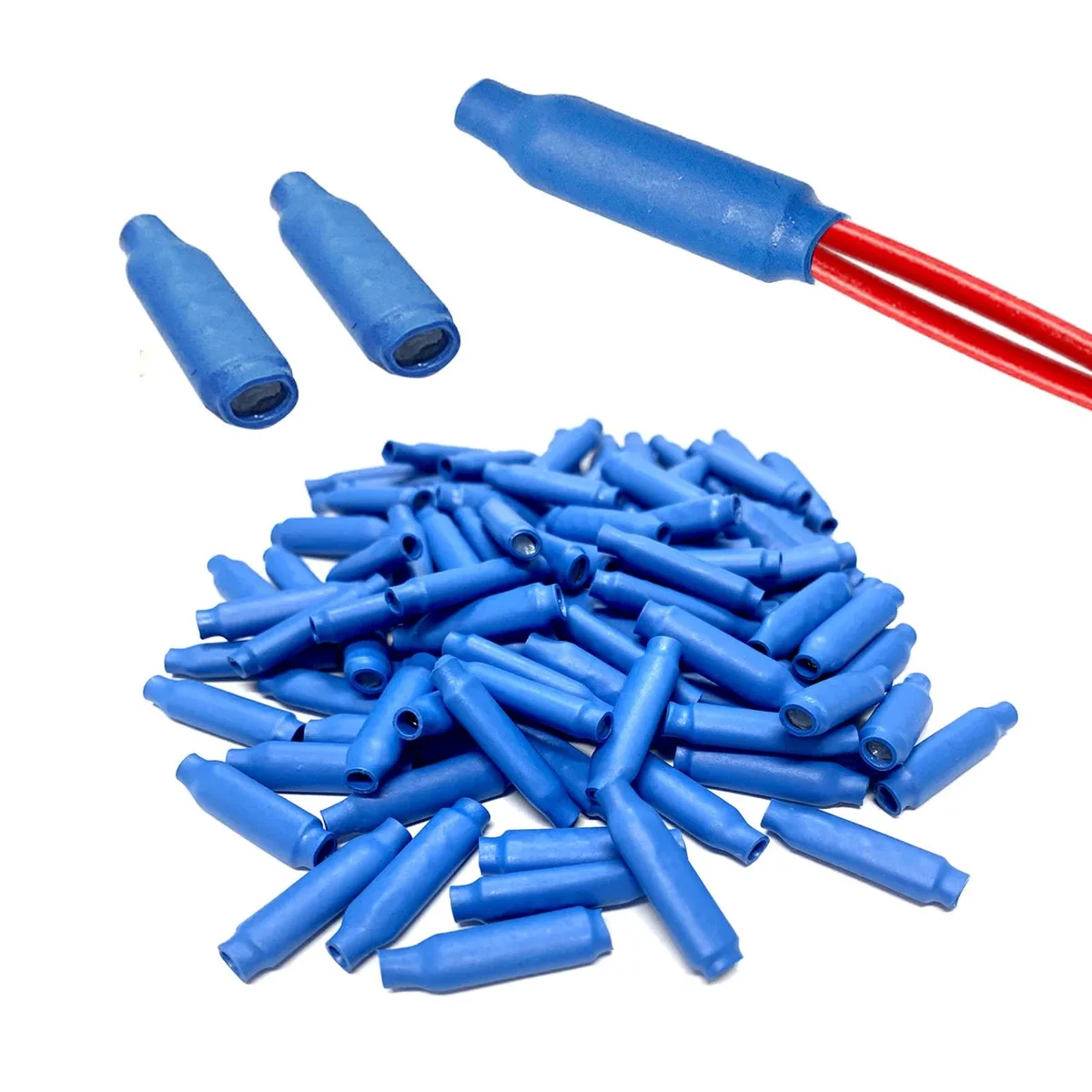  100PC Blue B Wire Cap Connectors Silicone Filled 18-30 AWG — product photo