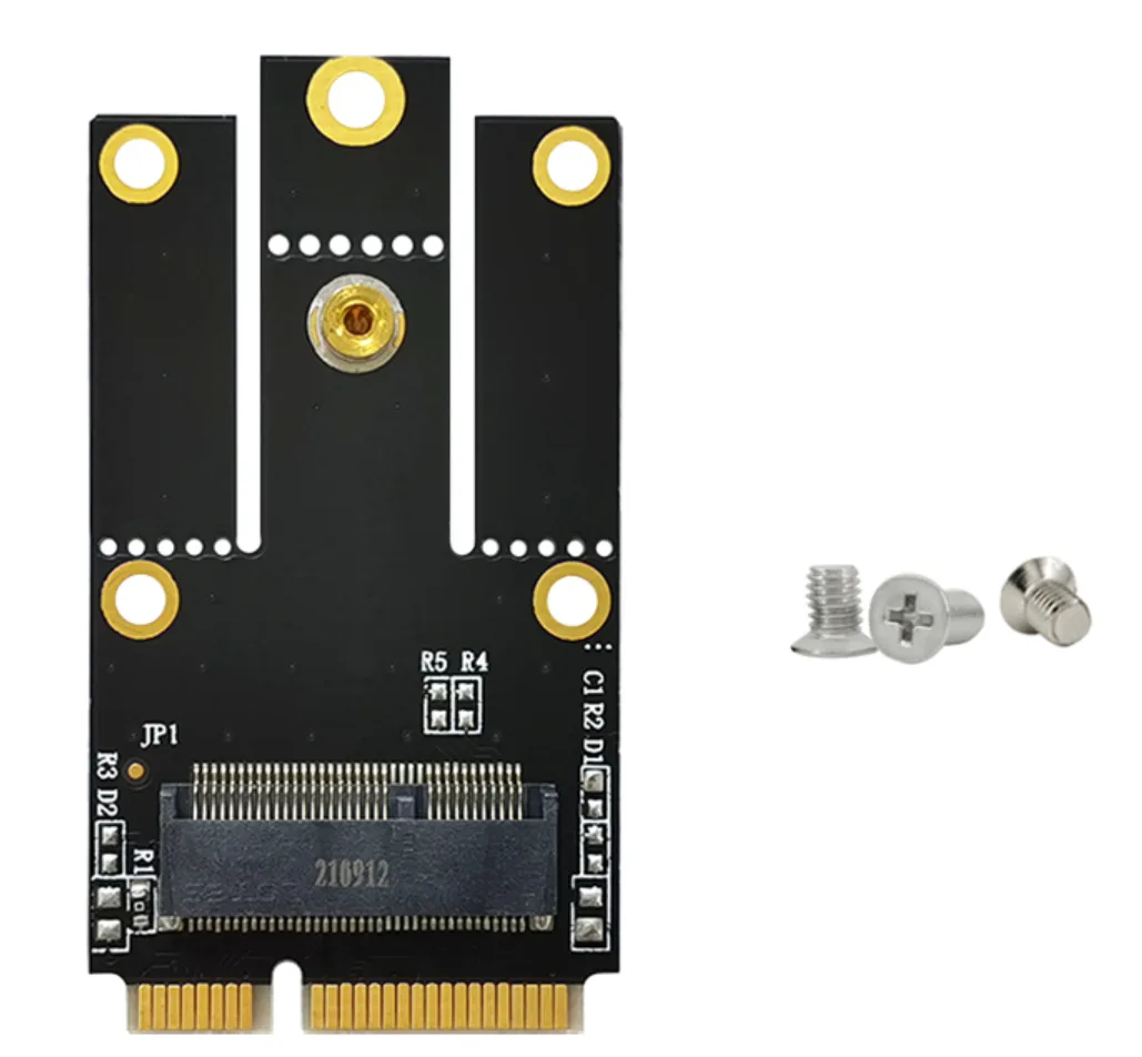 Green PCB adapter board with gold edge connectors and mounting holes