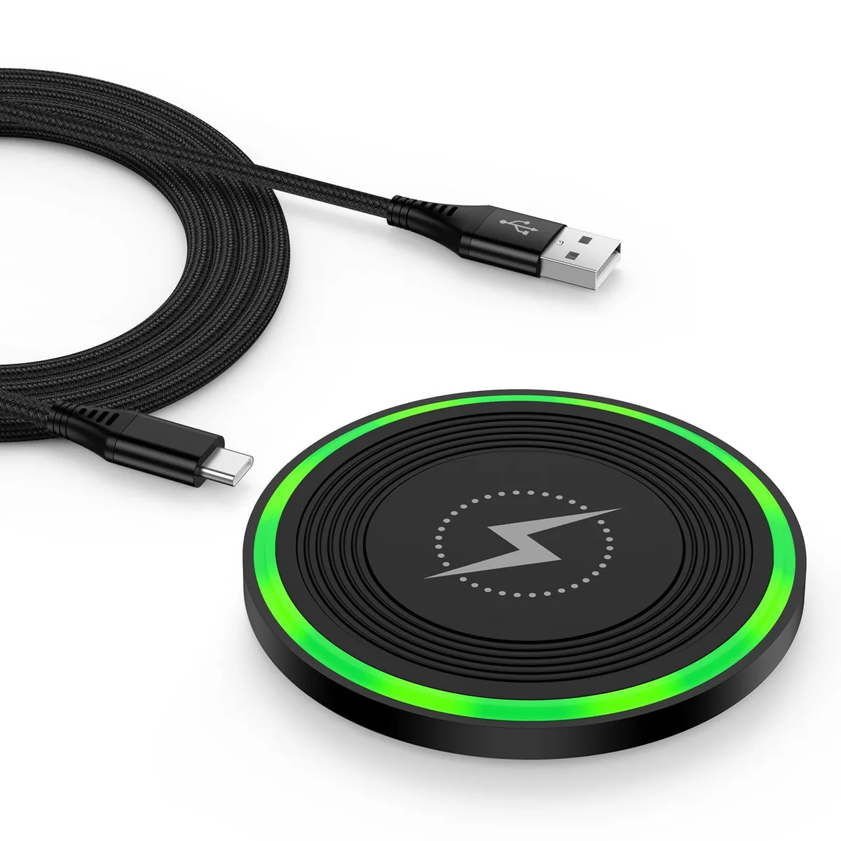  iHoto 15W Wireless Charger Pad Black USB-C 3.3FT Cable — product photo