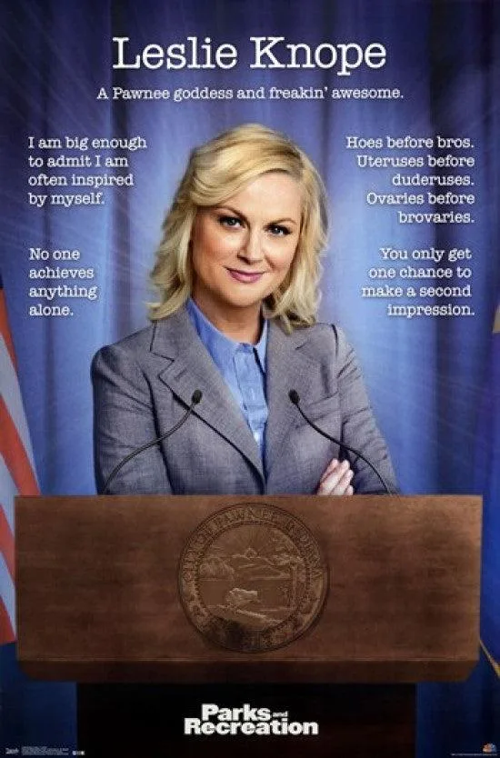 Parks & Rec Leslie poster print, 24 by 36 inches, premium heavy stock paper, rolled in tube