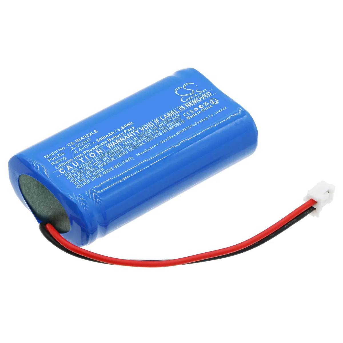 Cameron &amp; Co Cameron &amp; Co DS-CS-IRA922LS 6.4V 600mAh LiFePO4 Blue surveillance accessory — product photo