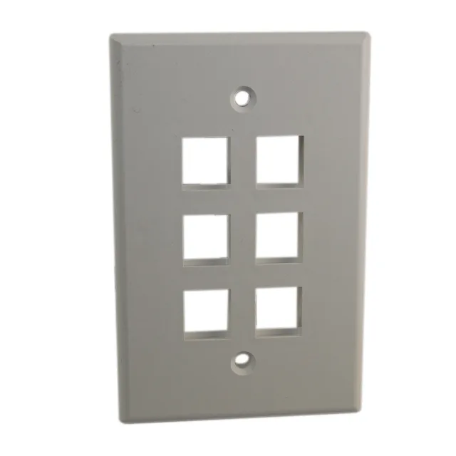 Quest Quest NFP-5068 White 6 Port Keystone Wall Plate 4.875" x 4.75" x .25 — product photo