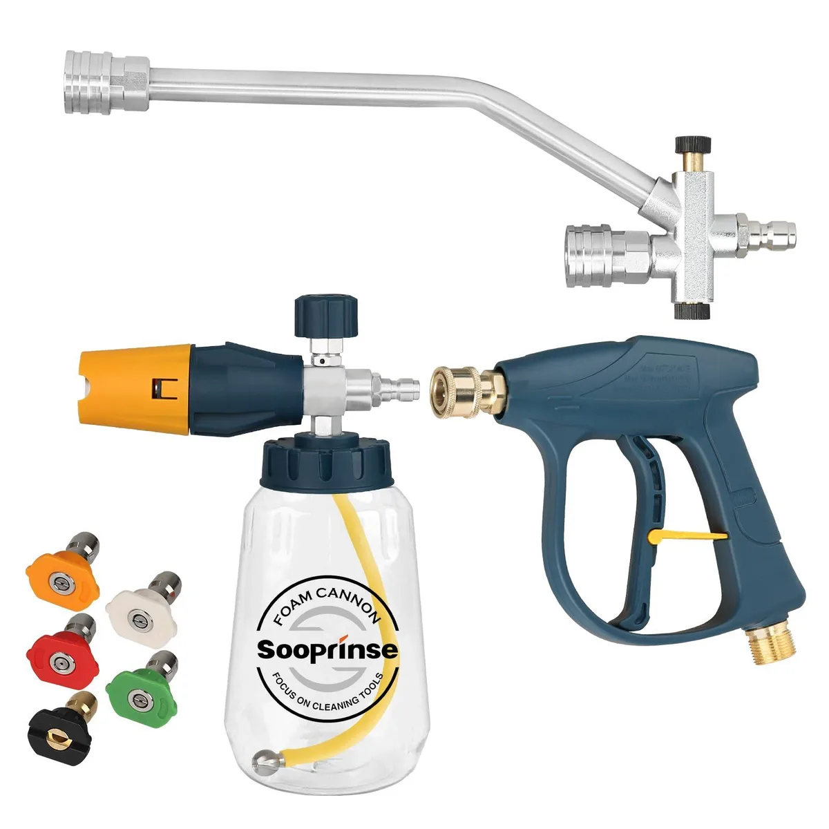  Sooprinse Pressure Washer Foam Cannon Kit Dual Connector 5 Nozzles 4000 PSI — product photo