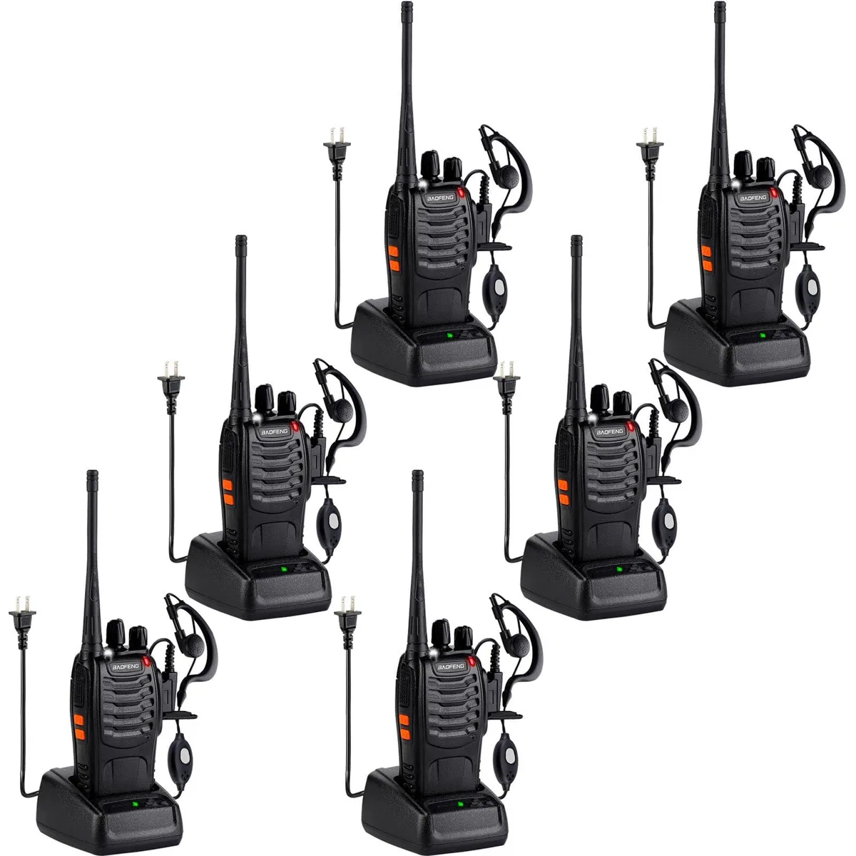  Baofeng 888S UHF 16ch 6pack with 6 earpieces — product photo