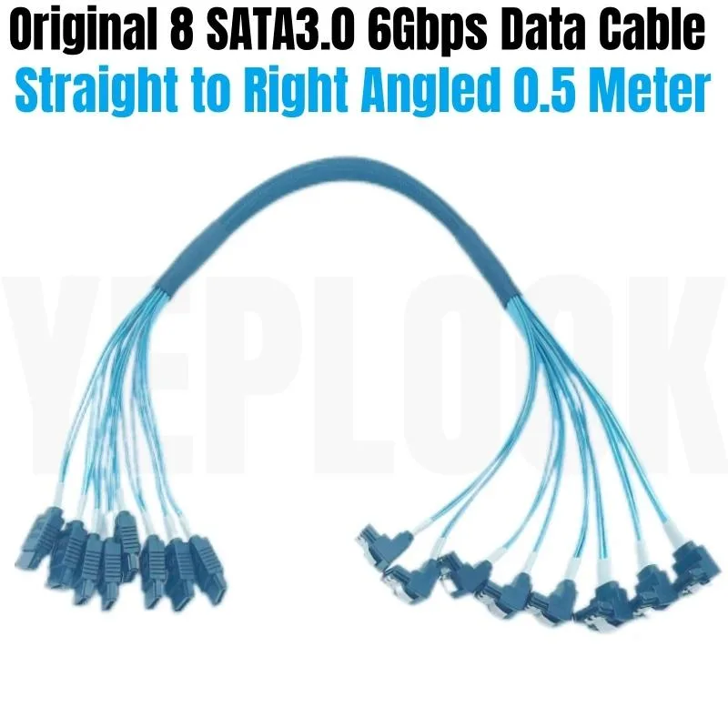 YEPLOOK YEPLOOK 8 SATA 3.0 6Gbps cable .5m straight angled blue — product photo