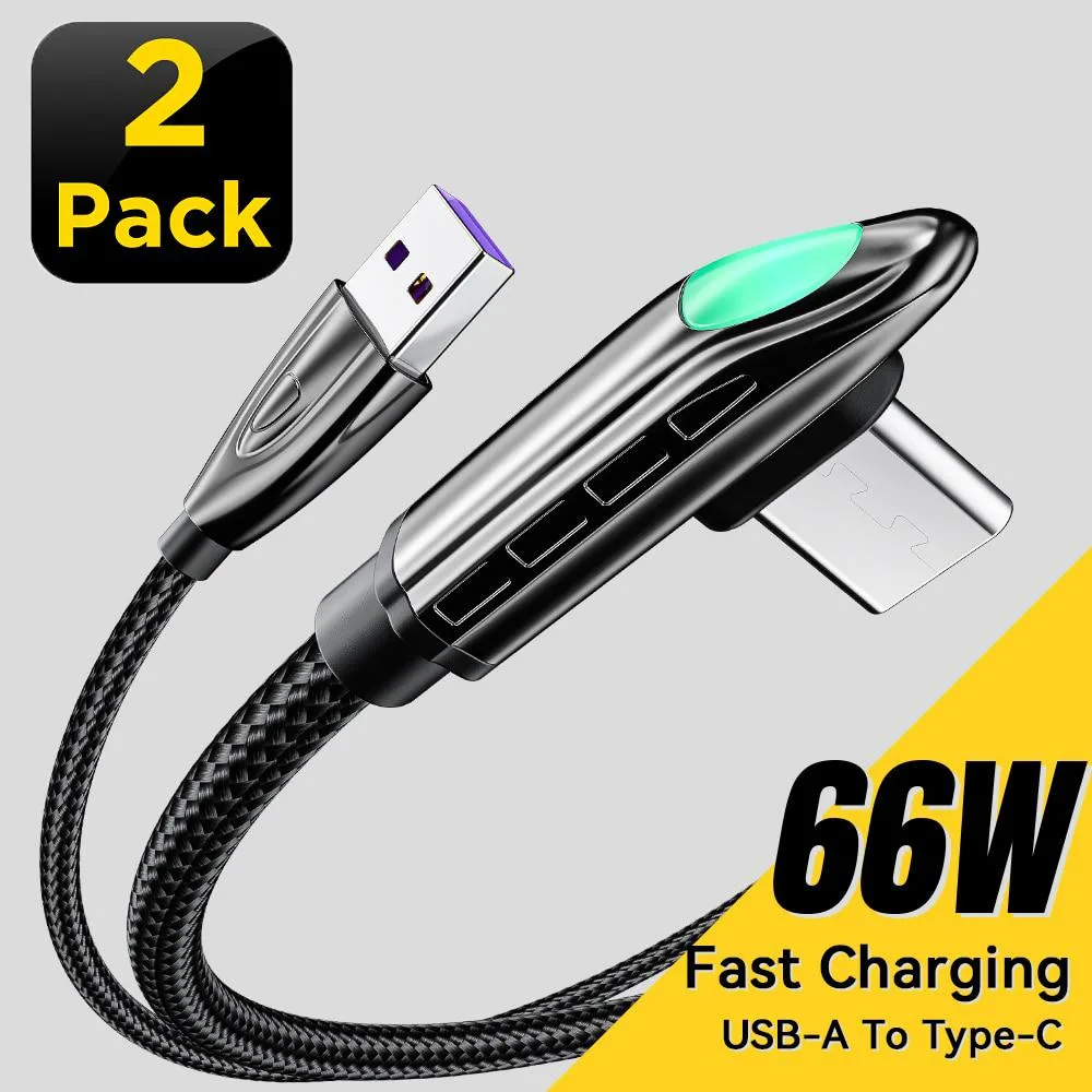 ESTONE ESTONE Essager FXL66W USB-C Cable 90° 66W 6A 3.3ft 2-Pack — product photo