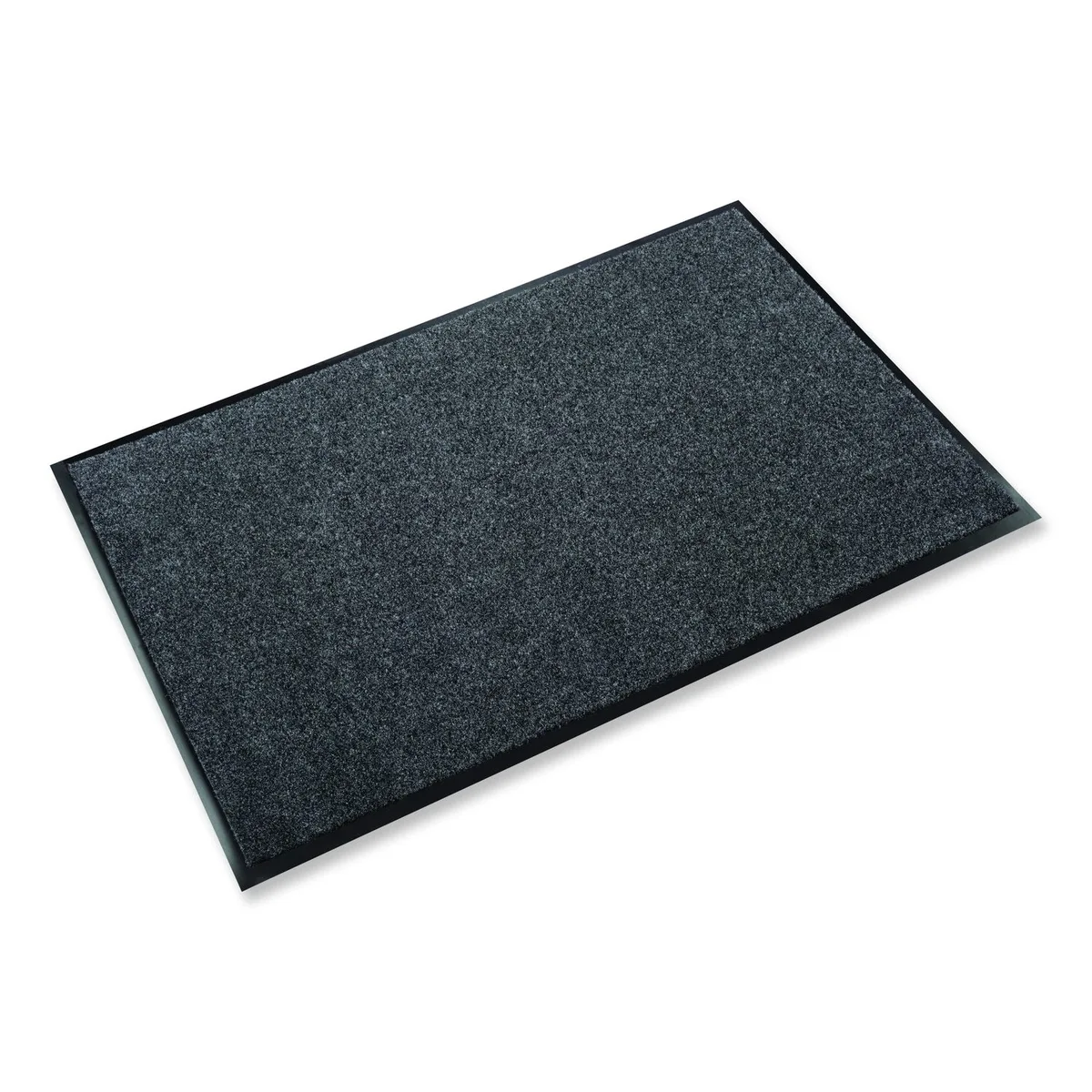 Rectangular charcoal gray wiper mat with cut pile surface and vinyl backing