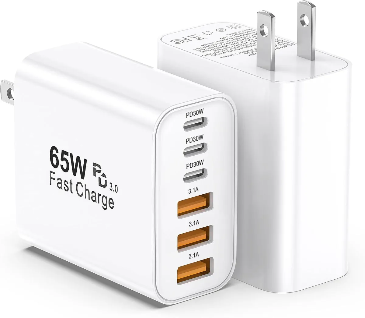 ONITOON ONITOON 65W 6-Port USB-C Wall Charger 2-Pack 6-in-1 PD+QC Adapter iPhone 17/16/15/14/13/12/Pro — product photo