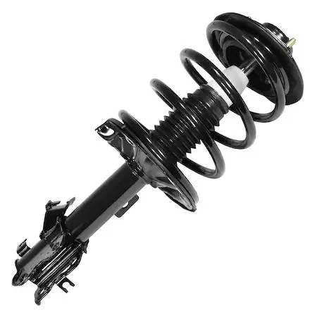 Unity 11593 front left complete strut assembly, silver metal coil spring with top mount and bearing plate